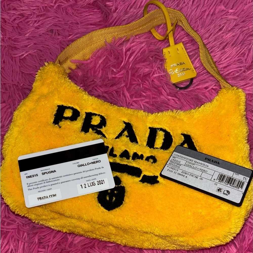 Prada Re-Edition 2000 Yellow Terry Cloth Bag